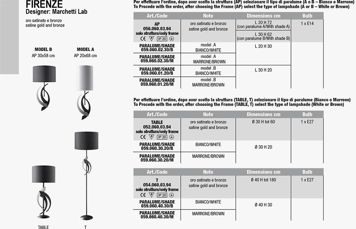 Marchetti illuminazione firenze data sheet